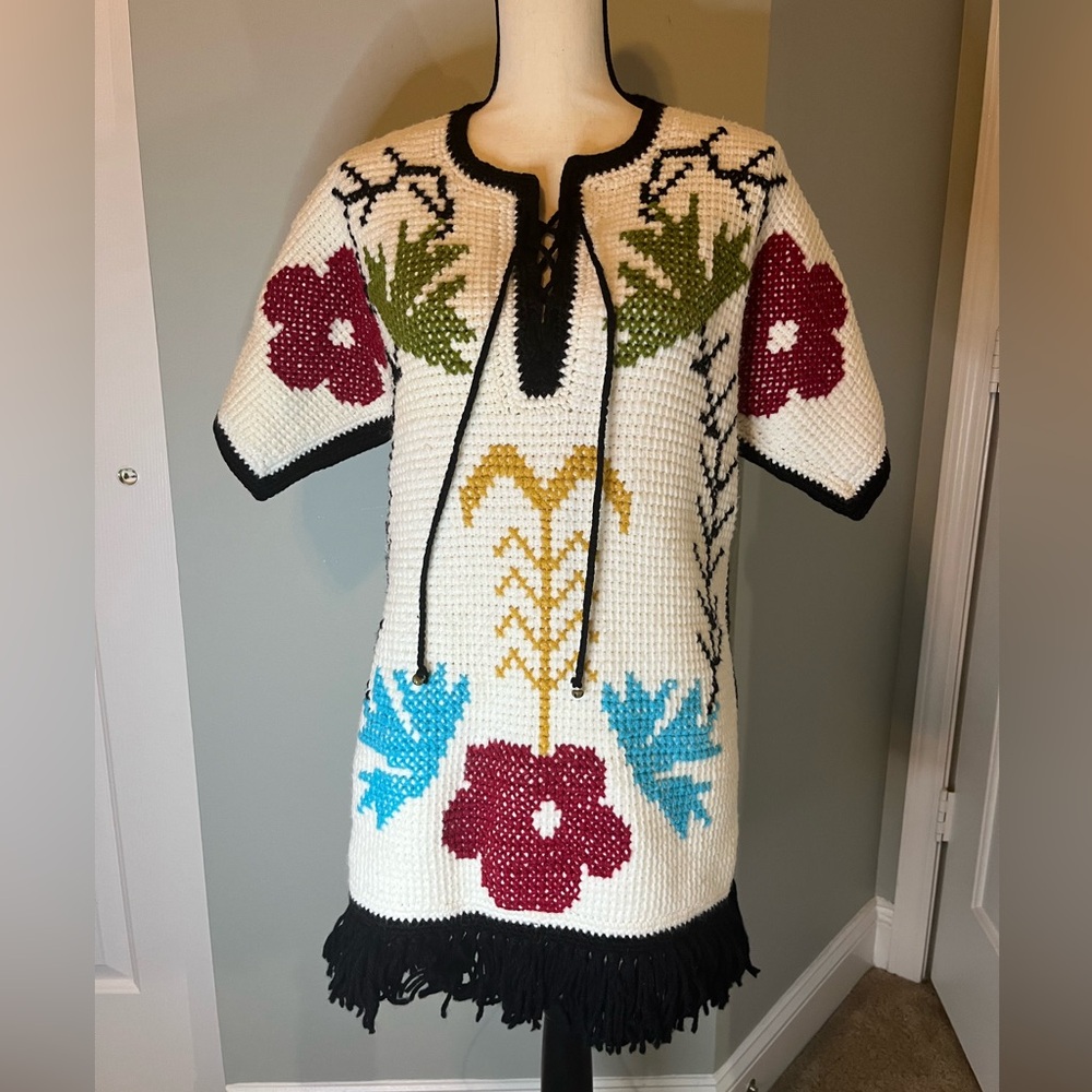 Hand Made Crocheted Women’s Sweater with Fringe